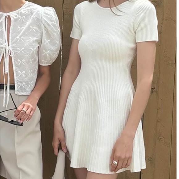 Oak and fort cream ribbed dress - Picture 1 of 7